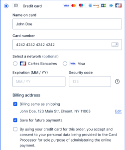Checkout collects the consumer's network preference.